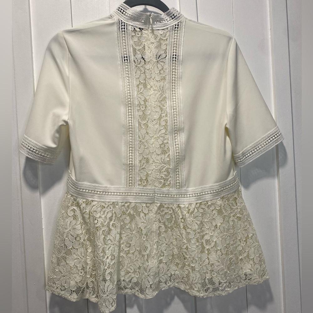 White Zara top, Lace detail, peplum.